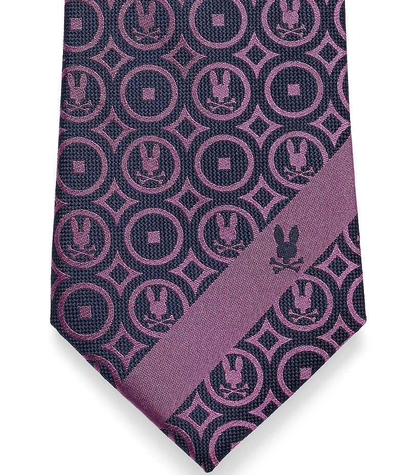 Psycho Bunny Bunny Medallion Print 3 1/4#double; Silk Tie