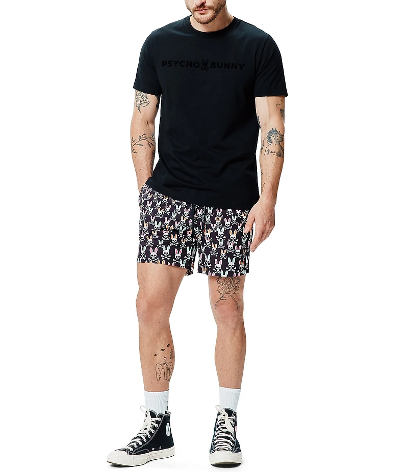 Psycho Bunny Byron Allover Bunny Printed 5.75#double; Inseam Swim Trunks