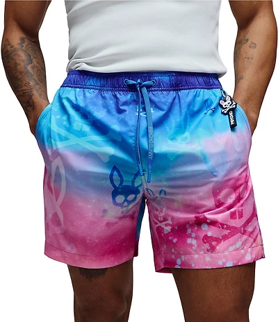 Psycho Bunny Caspian Printed 6#double; Inseam Swim Trunks
