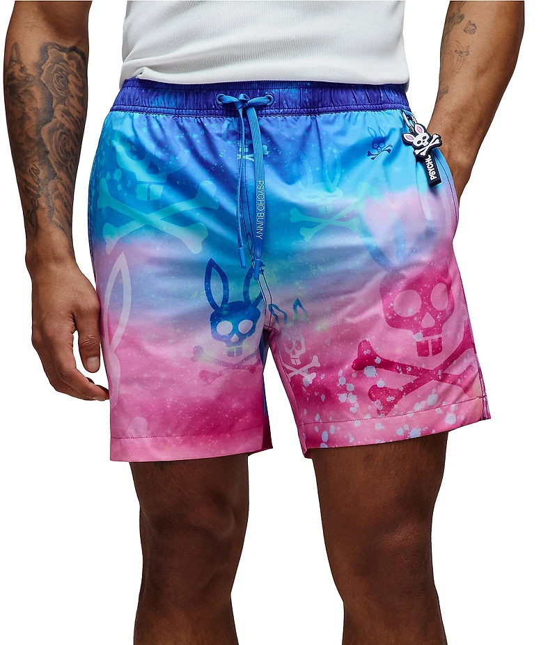 Psycho Bunny Caspian Printed 6#double; Inseam Swim Trunks