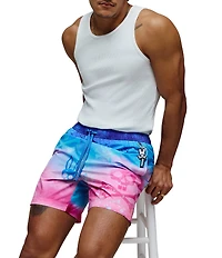Psycho Bunny Caspian Printed 6#double; Inseam Swim Trunks