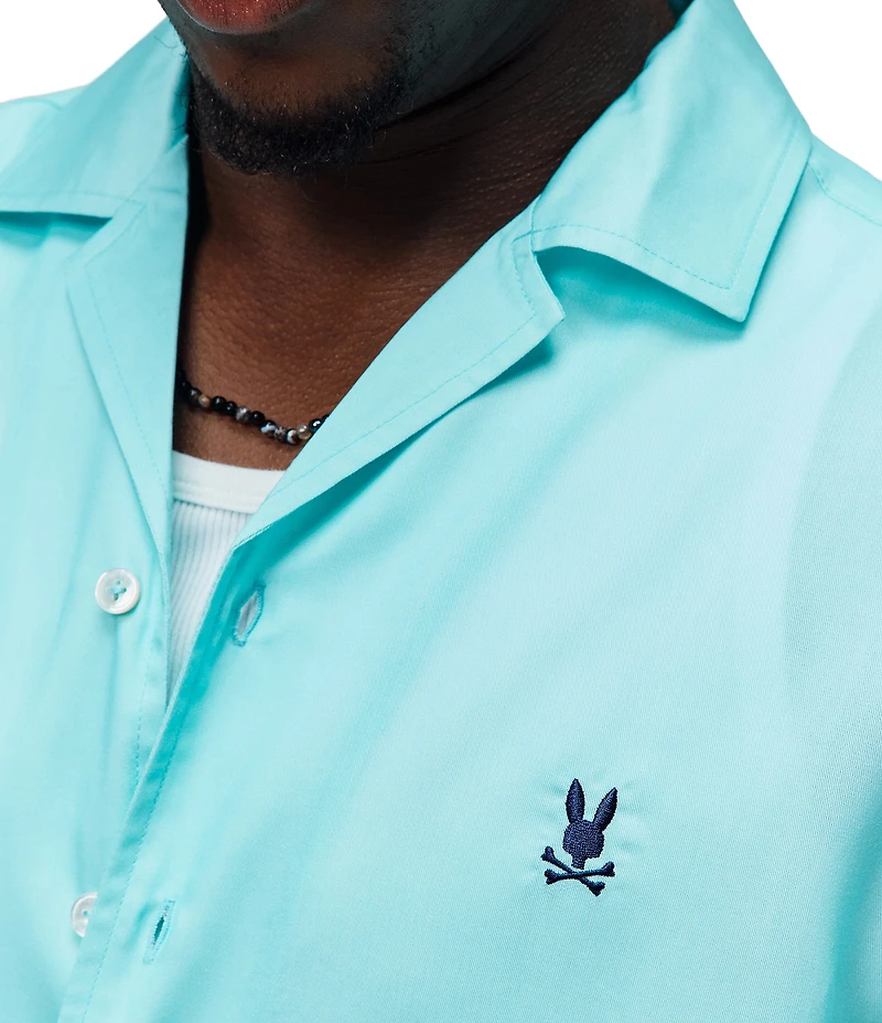 Psycho Bunny Dax Tencel Short Sleeve Woven Camp Shirt