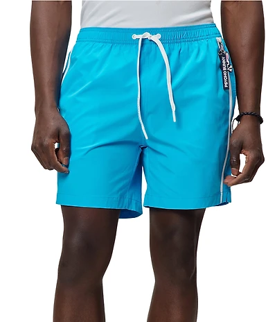 Psycho Bunny Dominic Solid Hang Tag 5.75#double; Inseam Swim Trunks