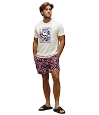 Psycho Bunny Florian Allover Print Swim Trunks