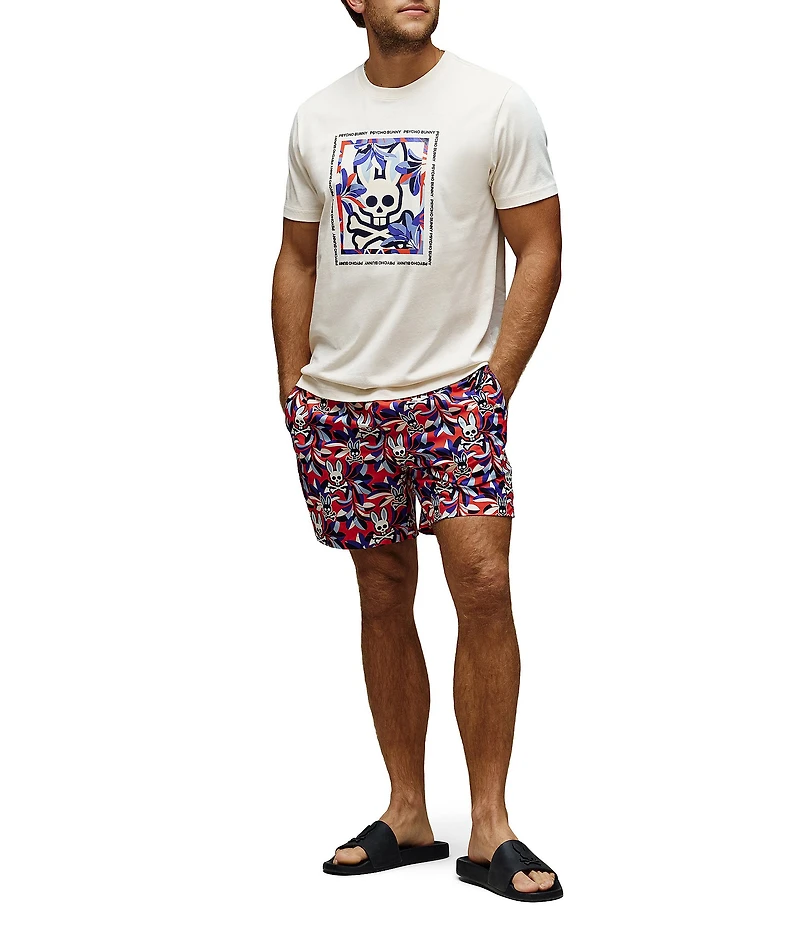 Psycho Bunny Florian Allover Print Swim Trunks