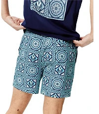 Psycho Bunny Frank Bunny Panel Patterned 5.75#double; Inseam Swim Trunks