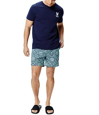 Psycho Bunny Frank Bunny Panel Patterned 5.75#double; Inseam Swim Trunks