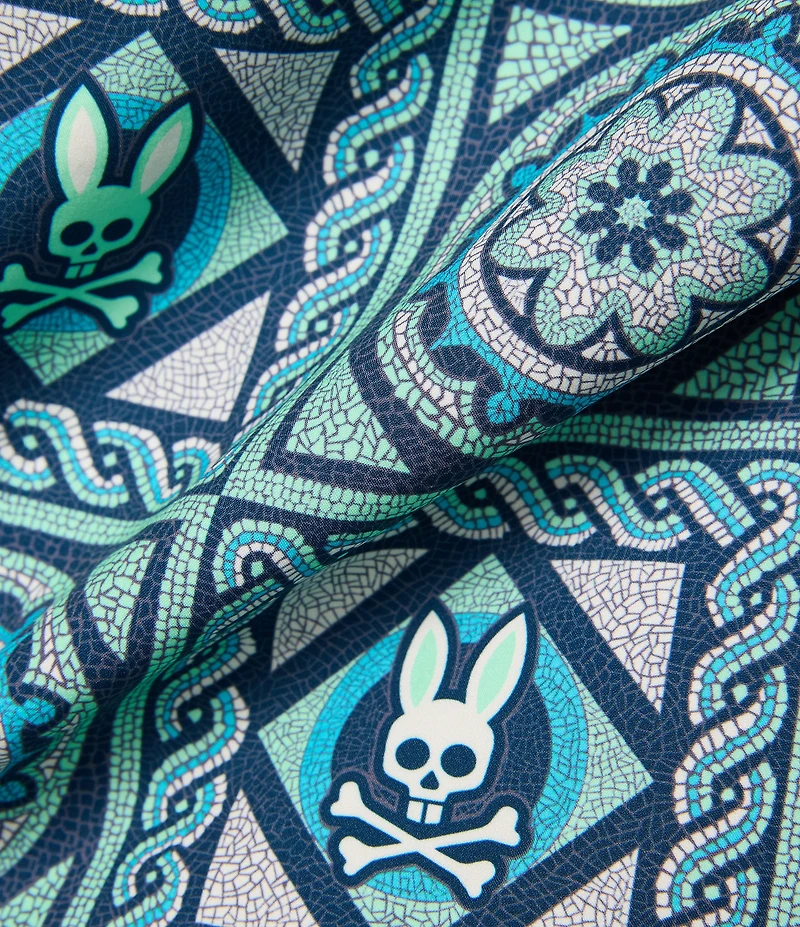 Psycho Bunny Frank Bunny Panel Patterned 5.75#double; Inseam Swim Trunks