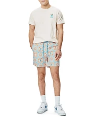 Psycho Bunny Frank Bunny Panel Patterned 5.75#double; Inseam Swim Trunks
