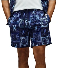 Psycho Bunny Gio Allover Print 6#double; Inseam Swim Trunks