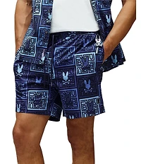 Psycho Bunny Gio Allover Print 6#double; Inseam Swim Trunks