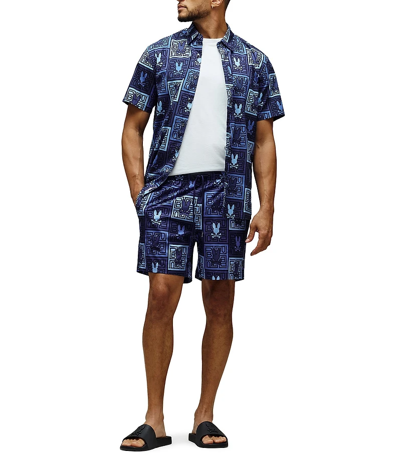 Psycho Bunny Gio Allover Print 6#double; Inseam Swim Trunks