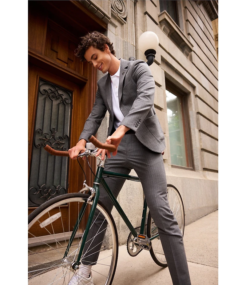Psycho Bunny Harry Contemporary Fit Flat Front Striped 2-Piece Suit