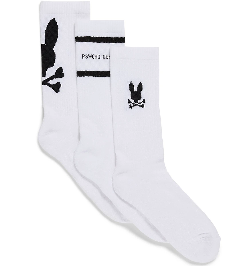 Psycho Bunny Intarsia-Knit Bunny-Pattern Sports Socks 3-Pack