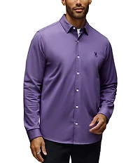 Psycho Bunny Jackson Classic Fit Spread Collar Solid Stretch Knit Dress Shirt