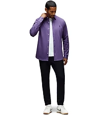 Psycho Bunny Jackson Classic Fit Spread Collar Solid Stretch Knit Dress Shirt