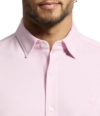 Psycho Bunny Jackson Classic Fit Stretch Knit Spread Collar Solid Dress Shirt