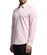 Psycho Bunny Jackson Classic Fit Stretch Knit Spread Collar Solid Dress Shirt