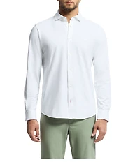 Psycho Bunny Jackson Classic Fit Spread Collar Solid Stretch Knit Dress Shirt