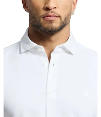 Psycho Bunny Jackson Classic Fit Spread Collar Solid Stretch Knit Dress Shirt