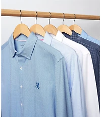 Psycho Bunny Jackson Classic Fit Spread Collar Solid Stretch Knit Dress Shirt