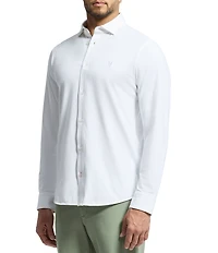 Psycho Bunny Jackson Classic Fit Stretch Knit Spread Collar Solid Dress Shirt