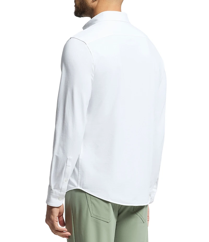 Psycho Bunny Jackson Classic Fit Stretch Knit Spread Collar Solid Dress Shirt