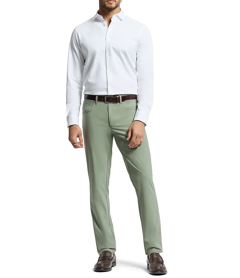 Psycho Bunny Jackson Classic Fit Stretch Knit Spread Collar Solid Dress Shirt