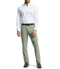 Psycho Bunny Jackson Classic Fit Stretch Knit Spread Collar Solid Dress Shirt