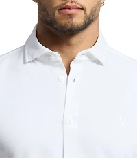 Psycho Bunny Jackson Classic Fit Stretch Knit Spread Collar Solid Dress Shirt