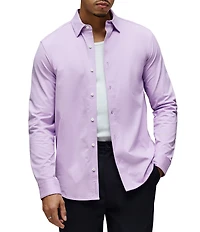 Psycho Bunny Jackson Classic Fit Stretch Knit Spread Collar Solid Embroidered Logo Dress Shirt