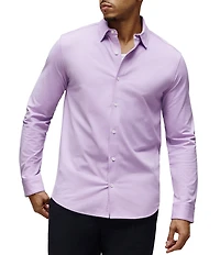 Psycho Bunny Jackson Classic Fit Stretch Knit Spread Collar Solid Embroidered Logo Dress Shirt