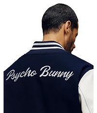 Psycho Bunny Jacob Varsity Leather Bomber Jacket