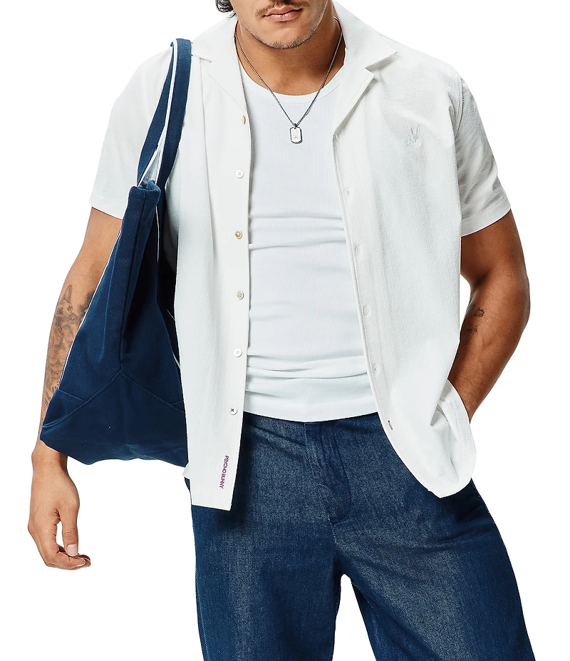 Psycho Bunny Jayme Seersucker Short Sleeve Woven Camp Shirt