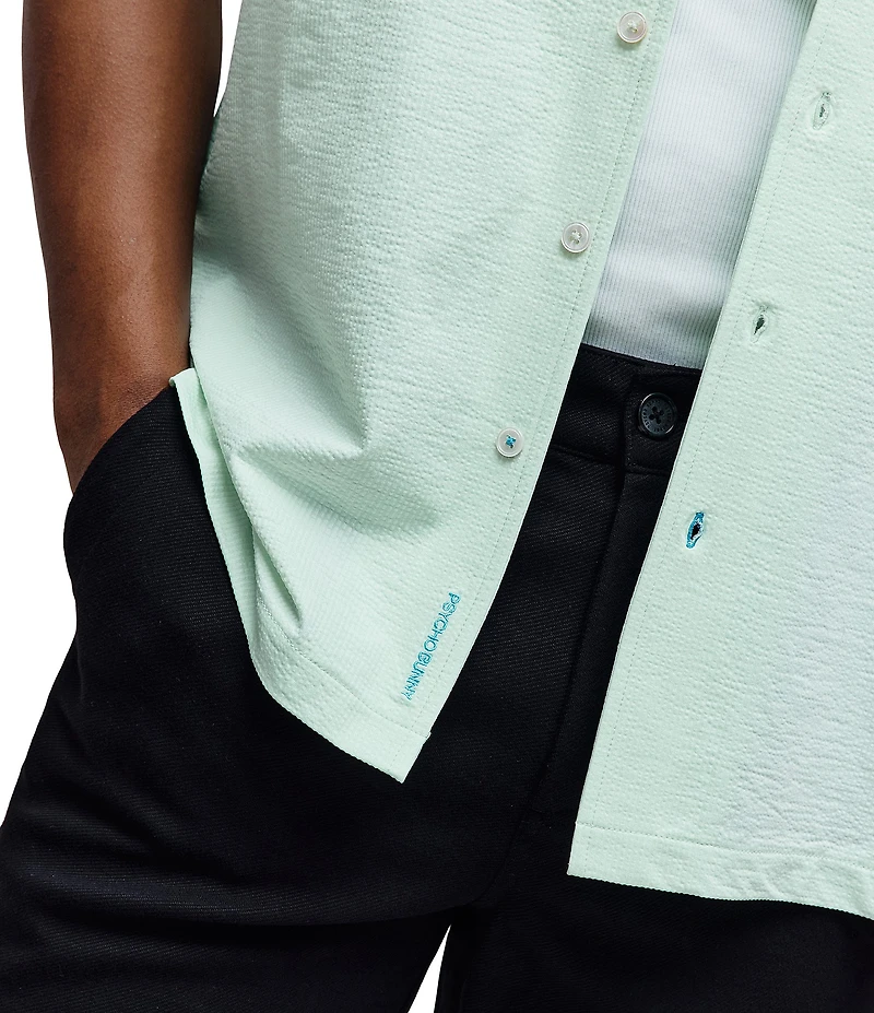 Psycho Bunny Jayme Seersucker Short Sleeve Woven Camp Shirt