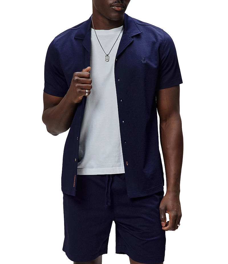 Psycho Bunny Jayme Seersucker Short Sleeve Woven Camp Shirt