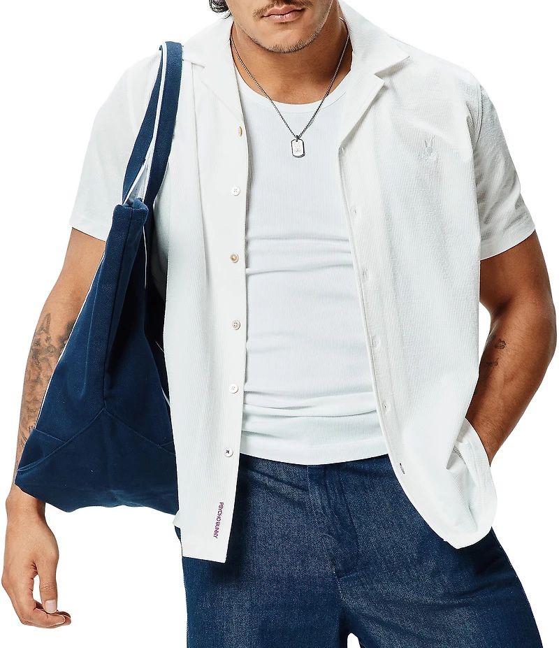 Psycho Bunny Jayme Seersucker Short Sleeve Woven Camp Shirt