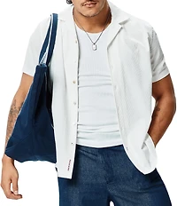 Psycho Bunny Jayme Seersucker Short Sleeve Woven Camp Shirt