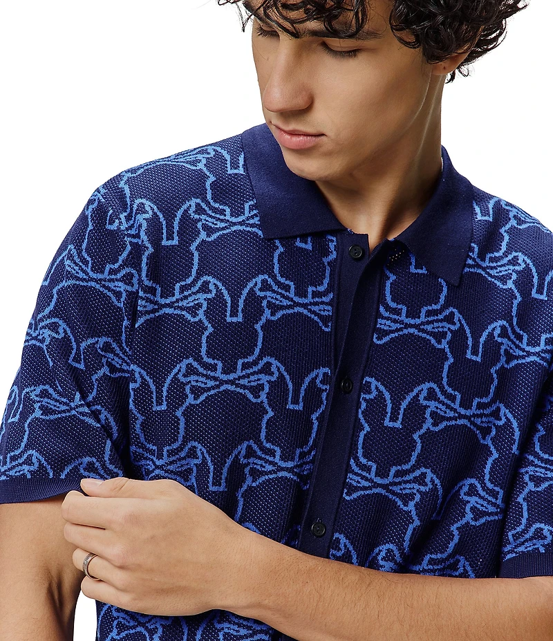 Psycho Bunny Kane Bunny Logo Short Sleeve Woven Shirt