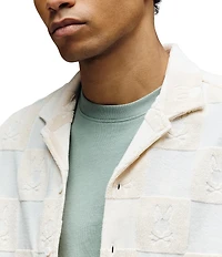 Psycho Bunny Kelvin Jacquard Terry Cloth Short Sleeve Woven Camp Shirt
