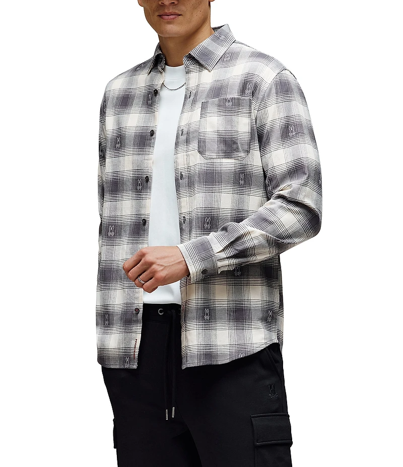 Psycho Bunny Kurt Plaid Flannel Long Sleeve Woven Shirt