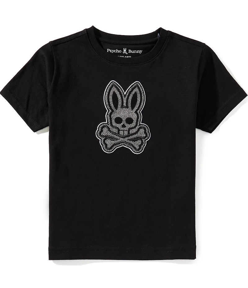 Psycho Bunny Little Boys Short-Sleeve Marlo Herringbone-Embroidered-Bunny-Applique T-Shirt