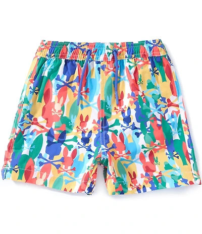 Psycho Bunny Little Boys Tanner Allover Bunny Print Swim Trunks