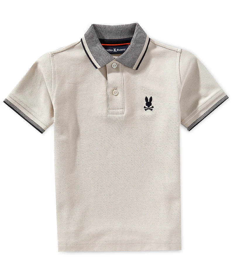 Psycho Bunny Little/Big Boys Short Sleeve Evandale Oxford-Collar Pique Polo Shirt