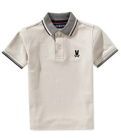 Psycho Bunny Little/Big Boys Short Sleeve Evandale Oxford-Collar Pique Polo Shirt