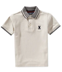 Psycho Bunny Little/Big Boys Short Sleeve Evandale Oxford-Collar Pique Polo Shirt