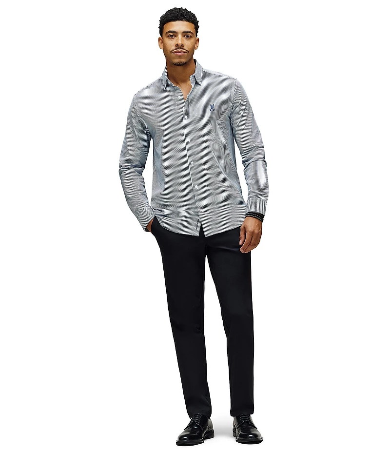 Psycho Bunny Long Sleeve Aaron Striped Dress Shirt