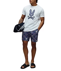 Psycho Bunny Luke Allover Bunny Paisley Print 6#double; Inseam Swim Trunks