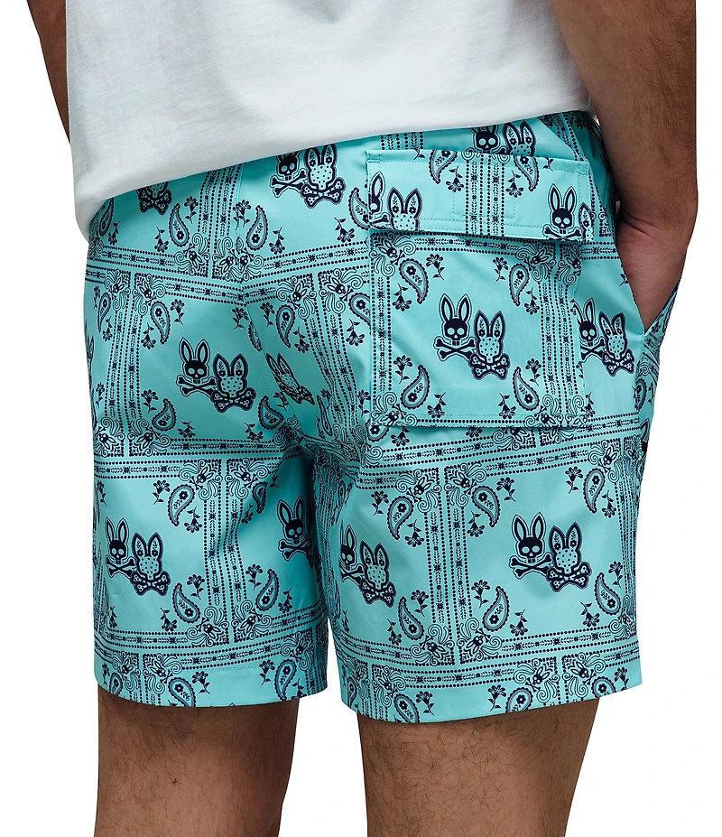 Psycho Bunny Luke Paisley Printed 6#double; Inseam Swim Trunks