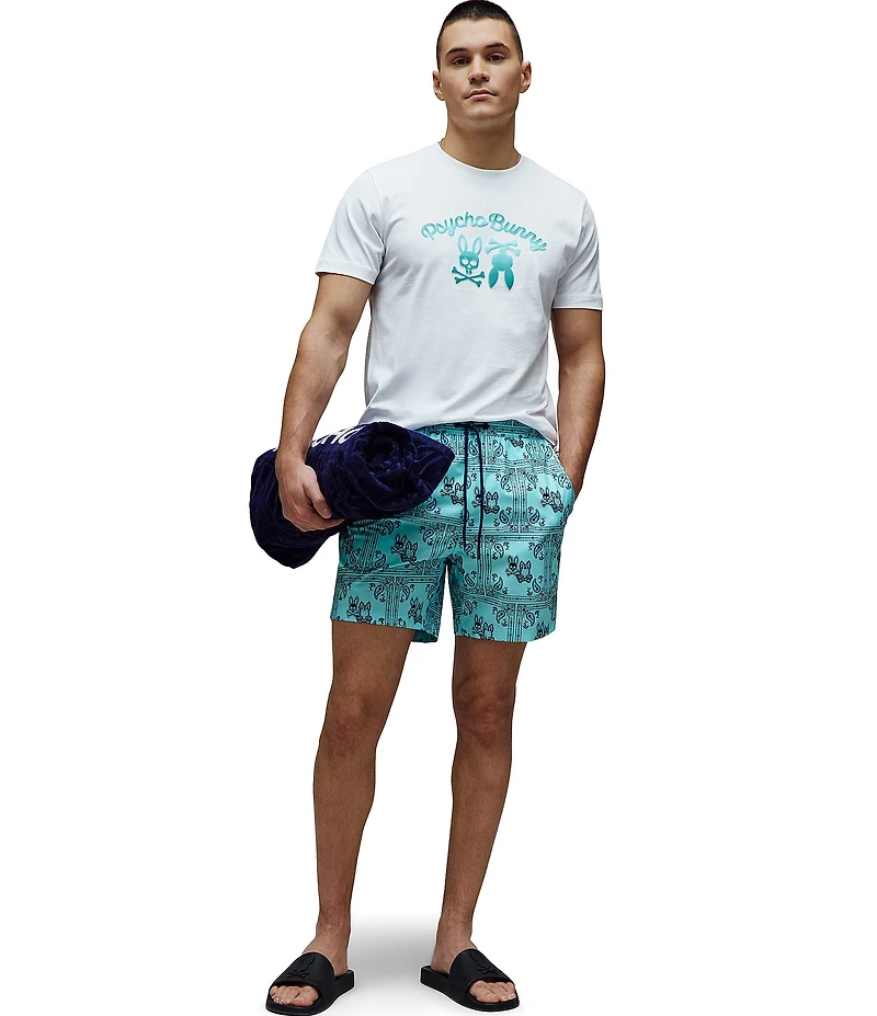 Psycho Bunny Luke Paisley Printed 6#double; Inseam Swim Trunks